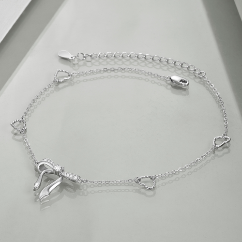 Bow Anklet Sterling Silver Anklet for Women Gifts for Women Girls
