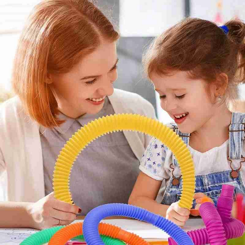 Colorful Plastic Pop Tube Coil Funny Early Development Educational Folding Toy