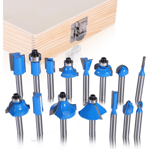 15PCS Tungsten Carbide Router Bit Set 1/4In For Woodworking
