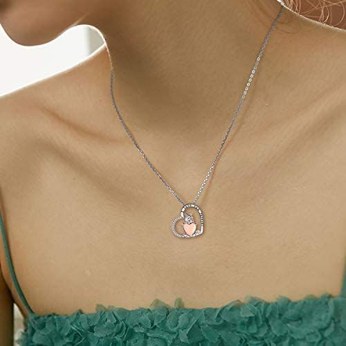 S925 Sterling Silver Horse Necklace Heart Pendant Jewelry Gift for Women Girls