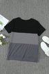 Color Block Side Slit Round Neck T-Shirt - Minihomy