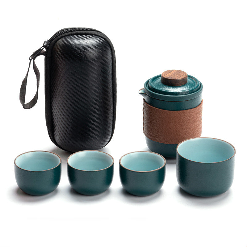 Portable Travel Tea Set With One Pot And Four Cups