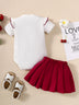 Baby Girl Ribbed Bodysuit and Pleated Skirt Set - Minihomy