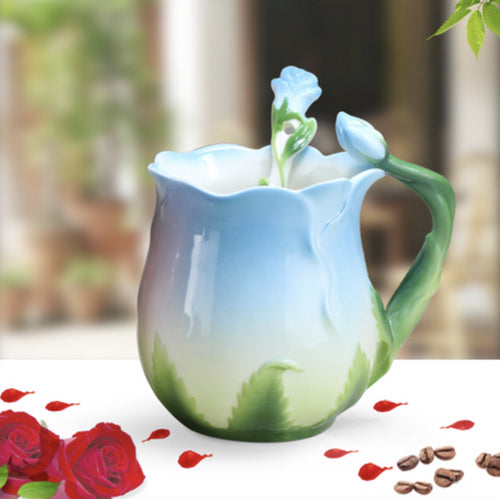 Flower Ceramic Coffee Cup Flower Tea Rose Mug