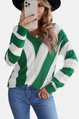 Color Block  Drop Shoulder Sweater - Minihomy