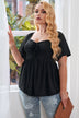 Plus Size Drawstring Sweetheart Neck Babydoll Blouse - Minihomy