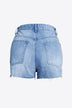 Full Size Distressed Bead Denim Shorts - Minihomy