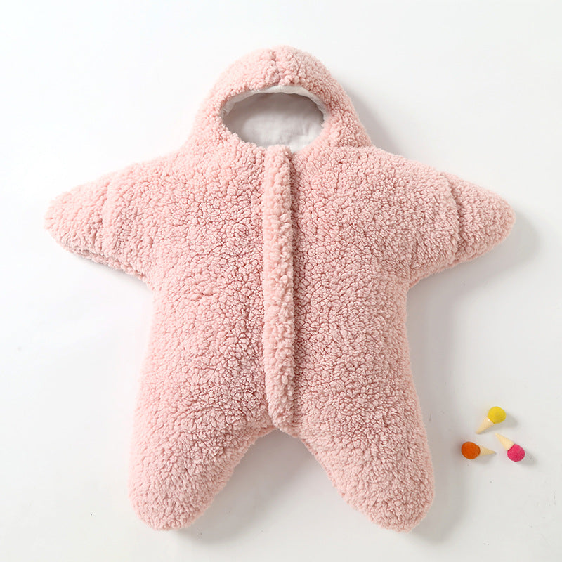 Newborn Baby Starfish Sleeping Bag - Lamb Velvet, Thick Cotton, Perfect for Winter Outings - Male and Female Babies