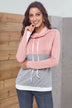 Color Block Raglan Sleeve Drawstring Sweatshirt - Minihomy