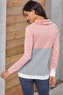 Color Block Raglan Sleeve Drawstring Sweatshirt - Minihomy