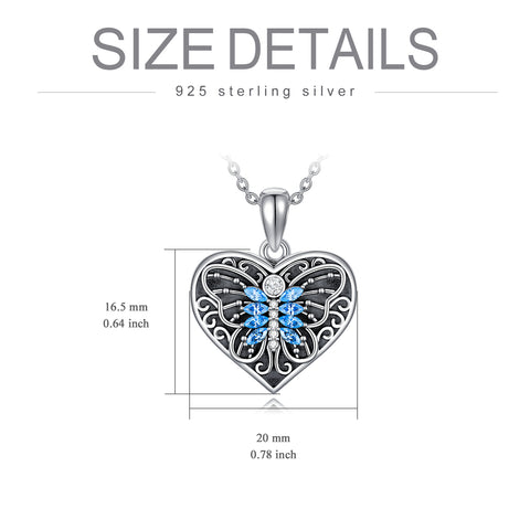 Sterling Silver Forever in My Heart Photo Butterfly Locket Necklace