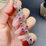 Natural Brazil Candy Rainbow Color Tourmaline Necklace Women