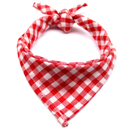 Pet Dog And Cat Plaid Cotton Triangle Scarf