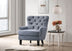 Feathered Blue Tufted Nailhead Trim Wing Chair - Minihomy