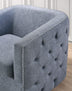 Chambray Blue Swivel Barrel Accent Chair - Minihomy