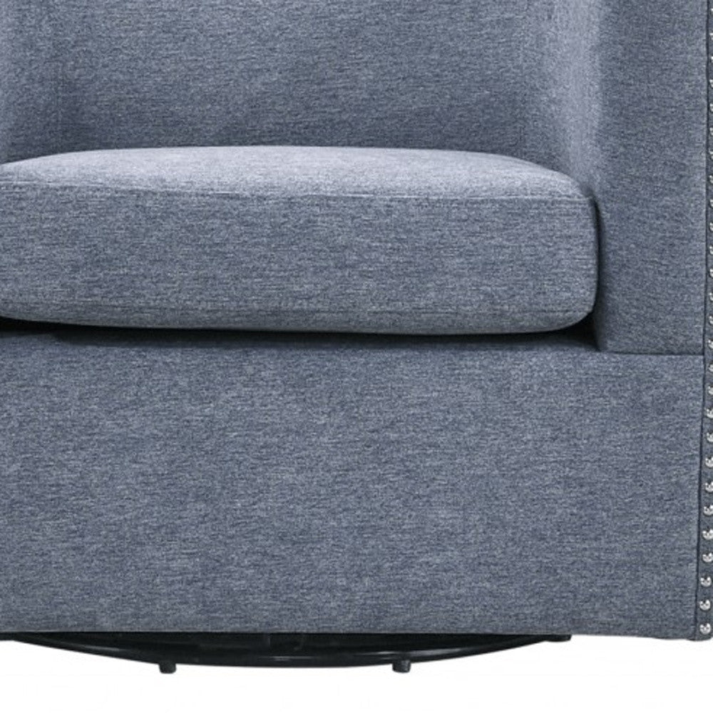 Chambray Blue Swivel Barrel Accent Chair - Minihomy