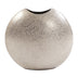 14" Hammered Silver Disc Shape Decorative Vase - Minihomy