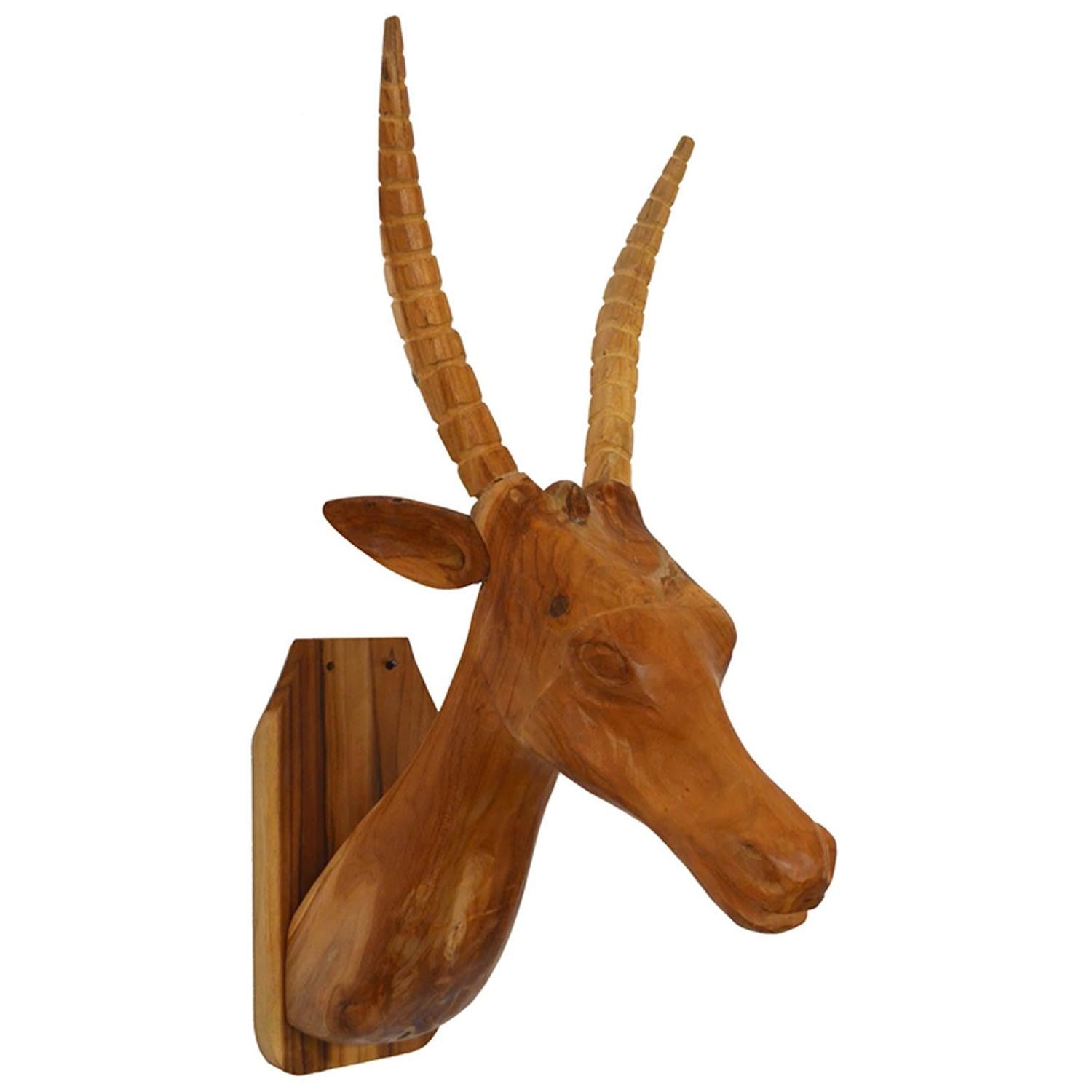 Brown Solid Wood Elk Wall Decor - Minihomy