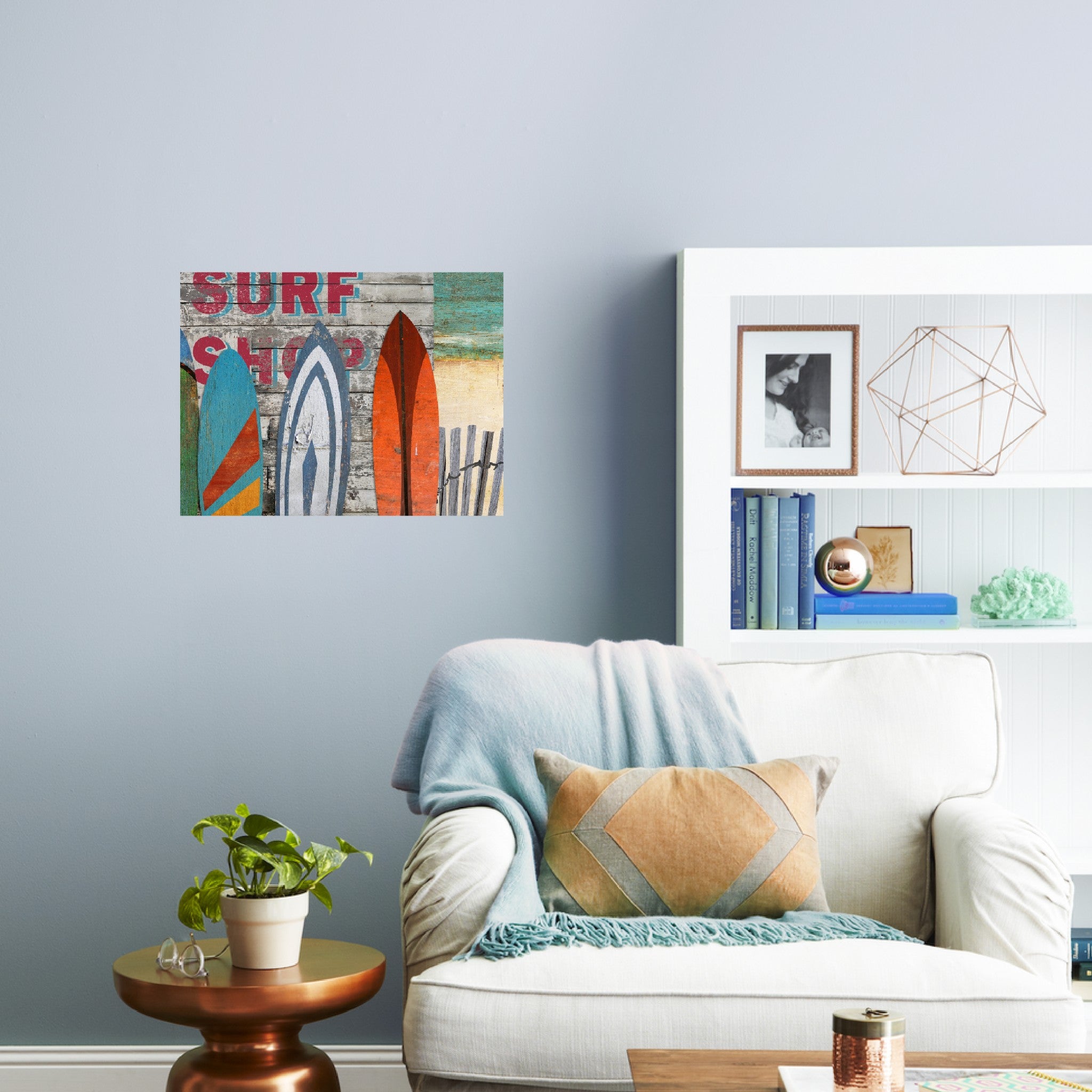 Vintage Surfboard Trio Beach Scene Wall Art