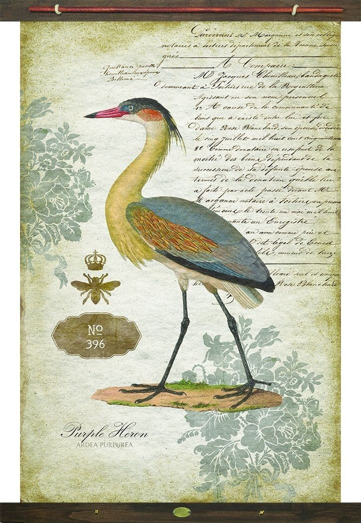 Yellow Vintage Heron Tapestry XL Wall Décor