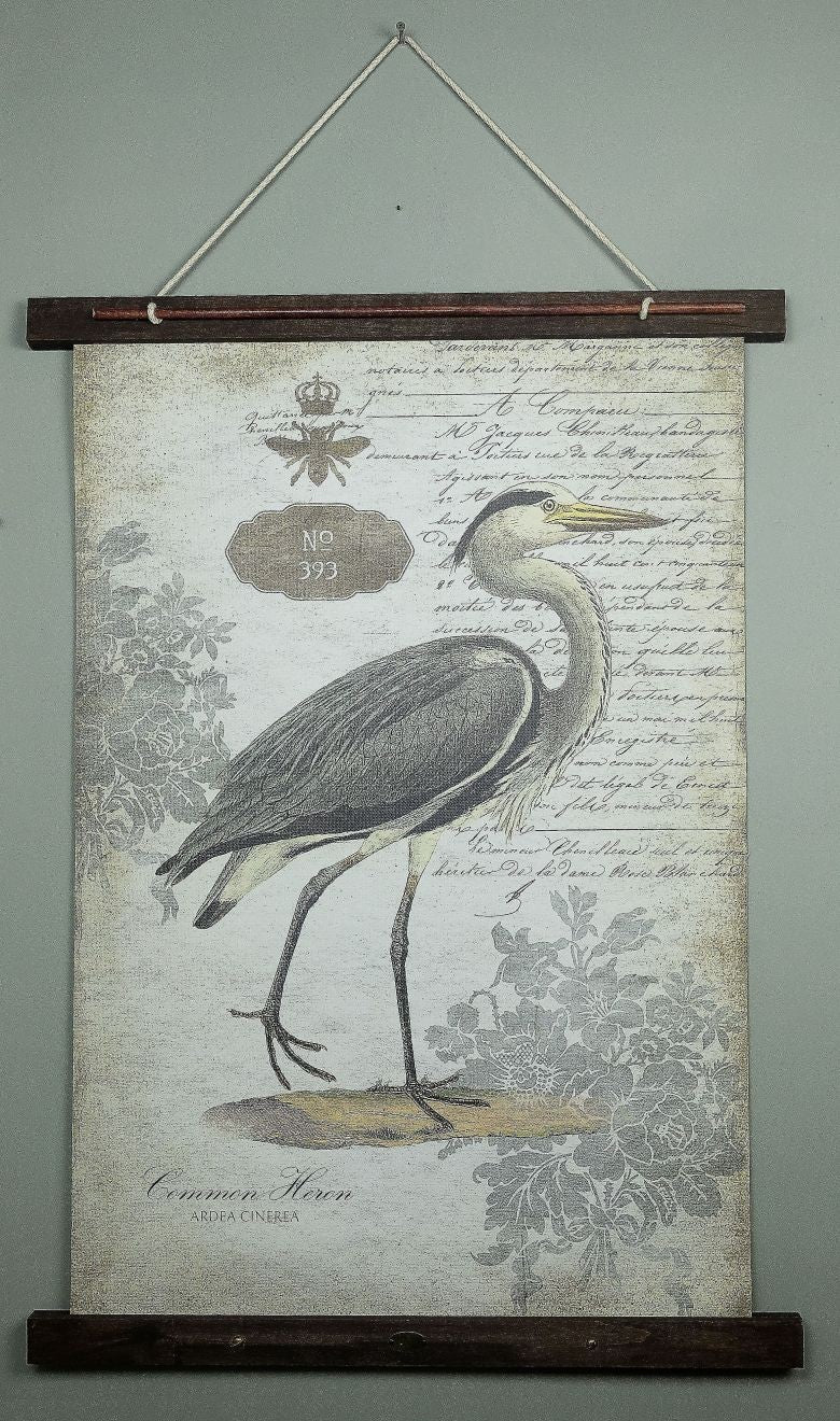 Grey Vintage Heron Tapestry Wall Décor - Minihomy