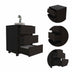 Black Three Drawer Rolling Cabinet - Minihomy