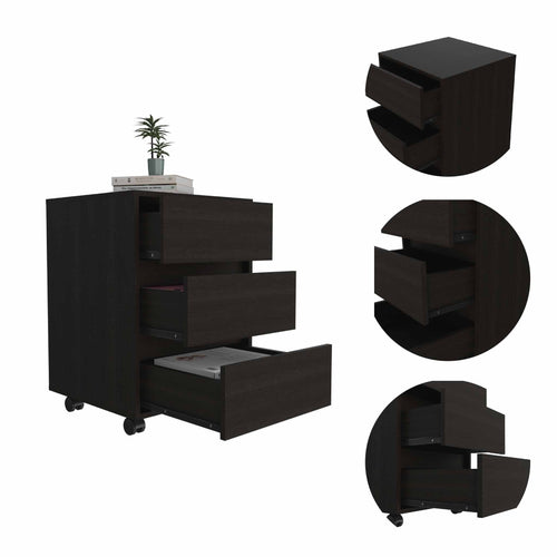 Black Three Drawer Rolling Cabinet