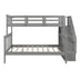 Gray Twin Over Full Contemporary Bunk Bed With Stairs And Shelves - Minihomy