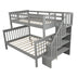 Gray Twin Over Full Contemporary Bunk Bed With Stairs And Shelves - Minihomy