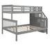 Gray Twin Over Full Contemporary Bunk Bed With Stairs And Shelves - Minihomy