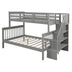 Gray Twin Over Full Contemporary Bunk Bed With Stairs And Shelves - Minihomy