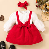 Baby Girl Two-Tone Bow Detail Dress - Minihomy