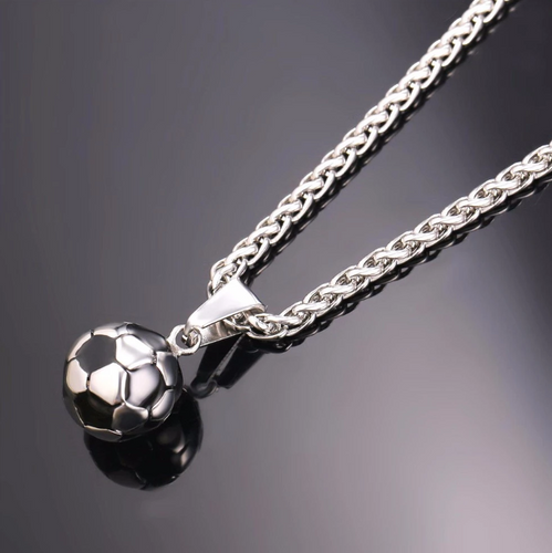 Sporty Gym Jewelry Gift 316L Stainless Steel 18K Gold Plated Football Soccer Necklace for Men Boy