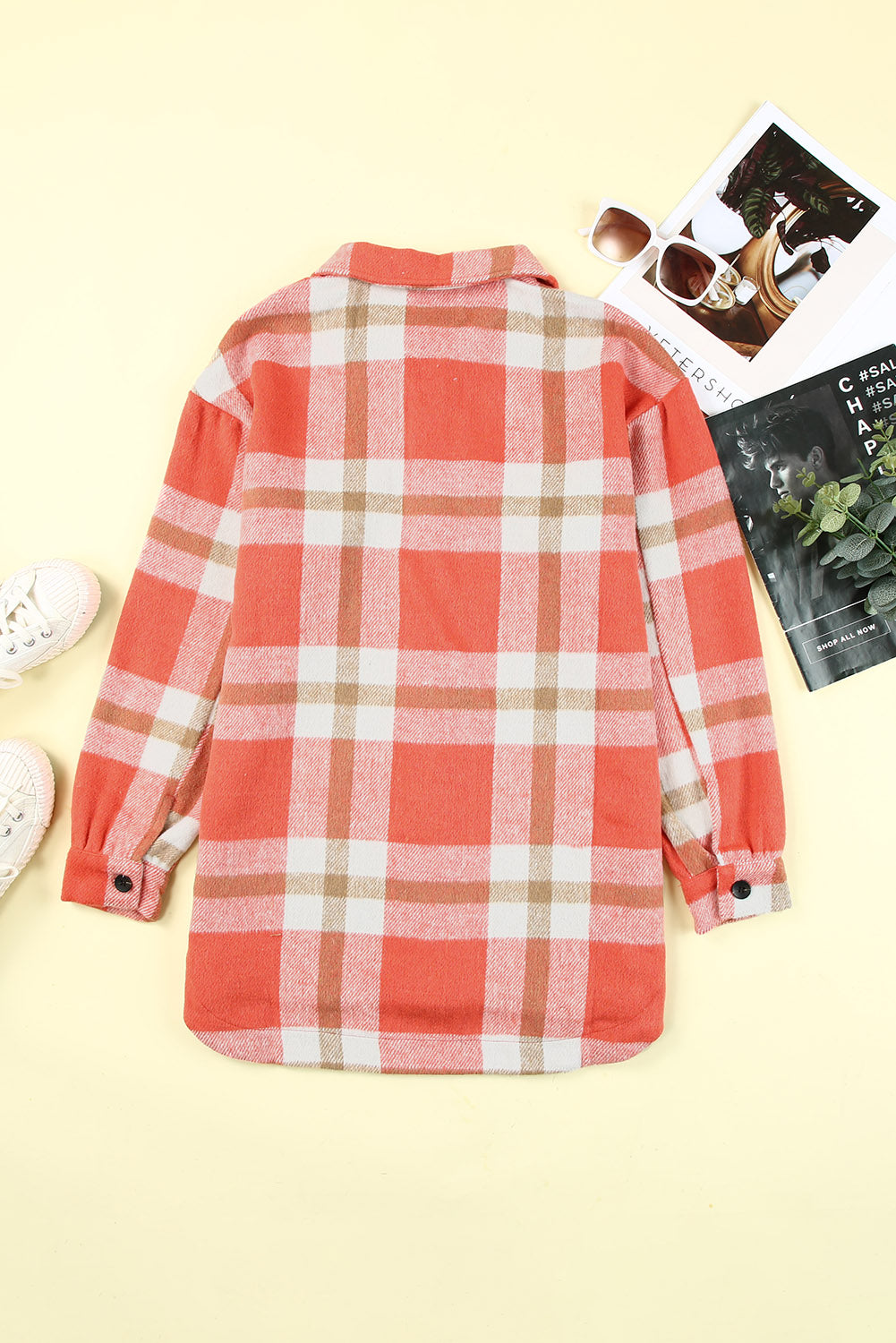 Plaid Dropped Shoulder Pocket Shacket - Minihomy