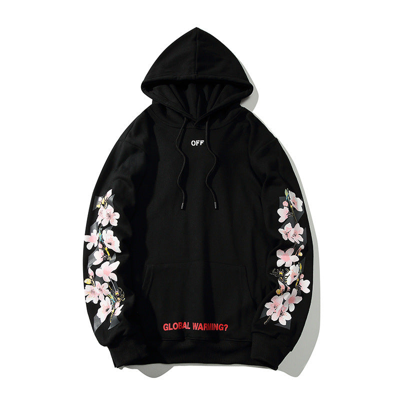 Flower Embroidery Hooded Sweatshirts Men's Hip Hop Hoodie - Minihomy