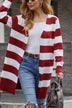 Striped Long Sleeve Longline Cardigan Sweater