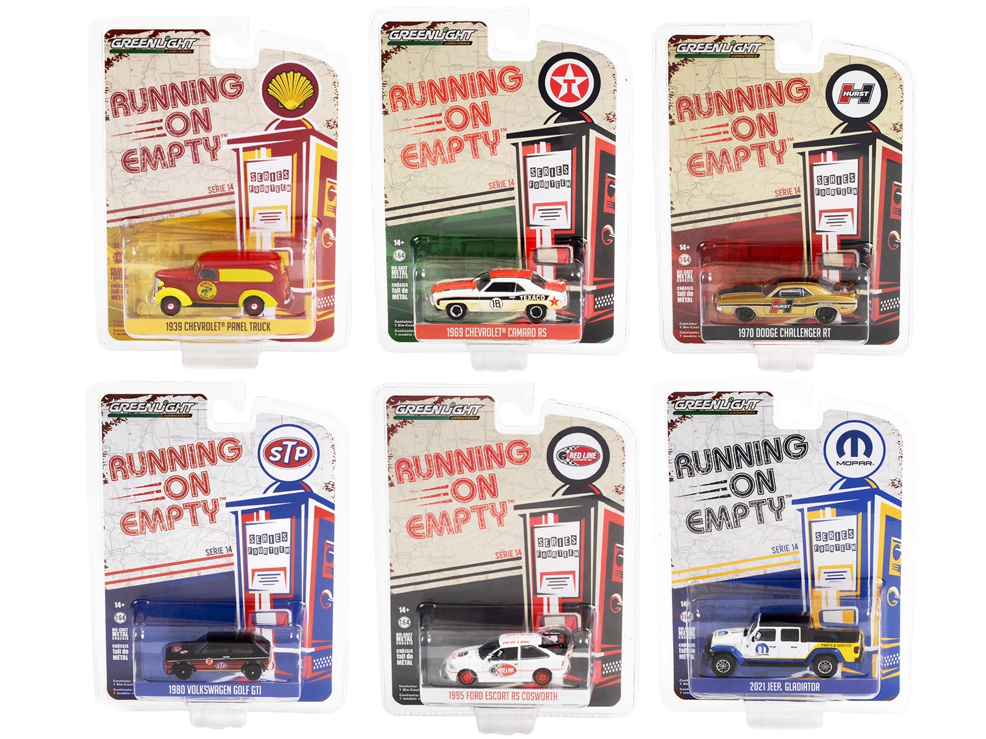 "Running on Empty" 6 piece Set Series 14 1/64 Diecast Model Cars by Greenlight