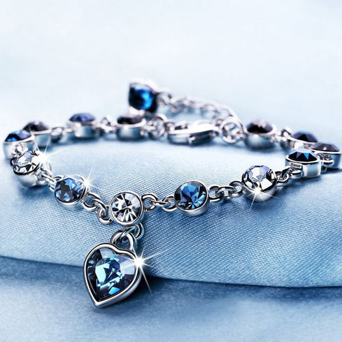 Ocean Heart Peach Heart Crystal Bracelet