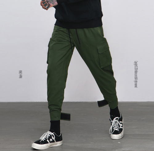 High Street Tide brand multi-pocket function overalls men's beam pants