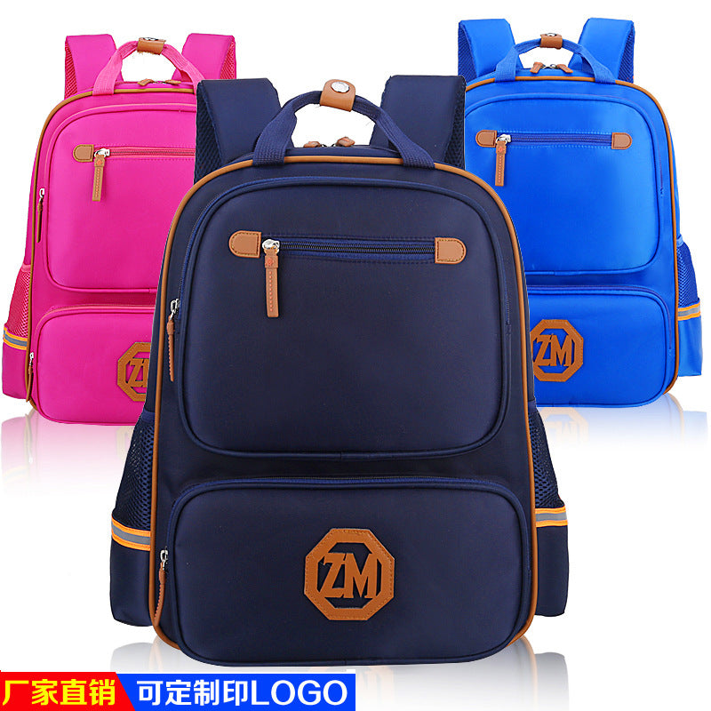 Book bag logo custom-made English children's double shoulder bag schoolbag for boys and girls to reduce their backpacks