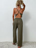 Crisscross Back Cropped Top and Pants Set - Minihomy