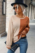 Two-Tone Round Neck Raglan Sleeve Sweatshirt - Minihomy