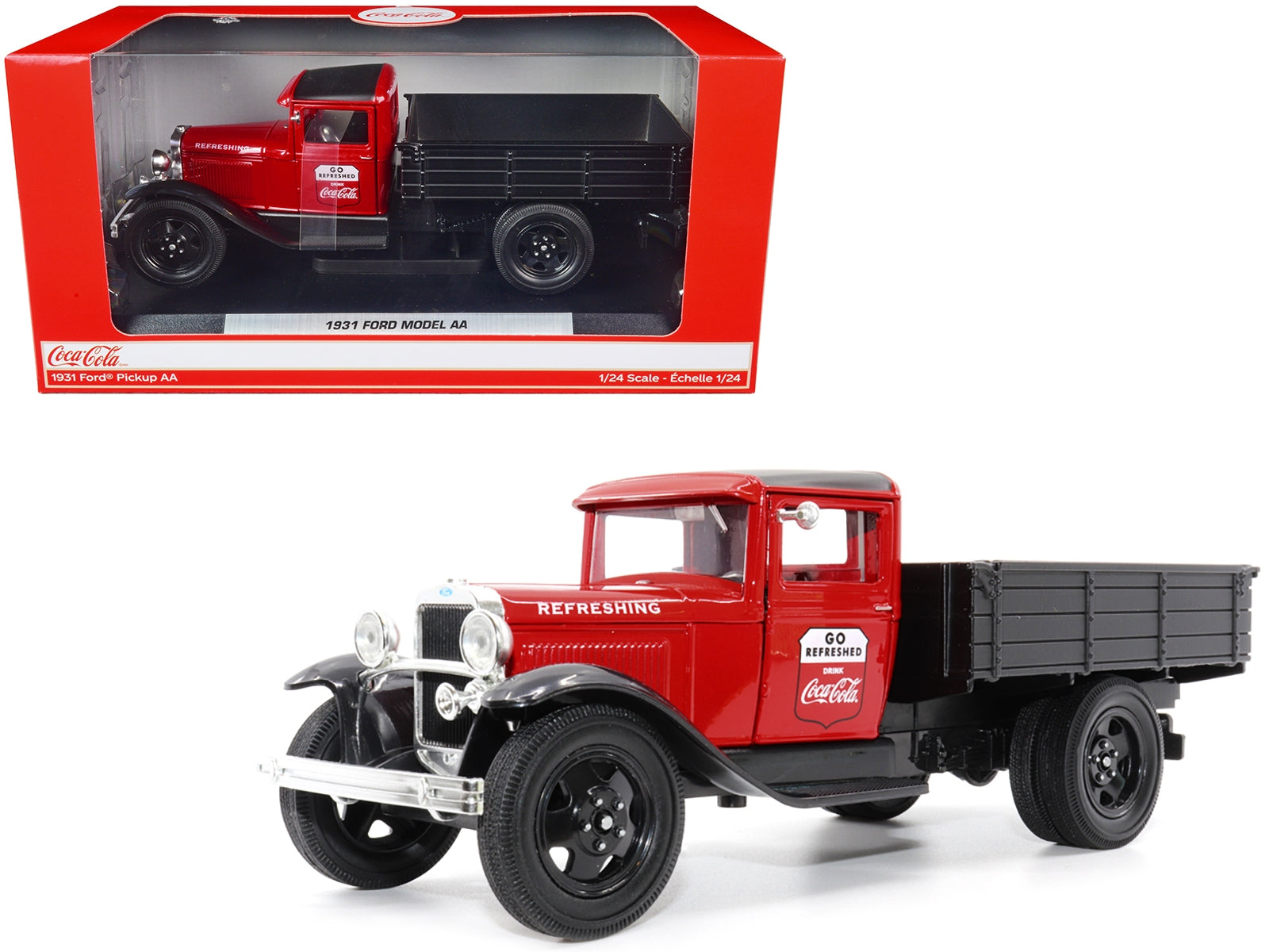 1931 Ford Model AA Pickup Truck Red and Black "Go Refreshed - Drink Coca-Cola" 1/24 Diecast Model Car by Motor City Classics - Minihomy