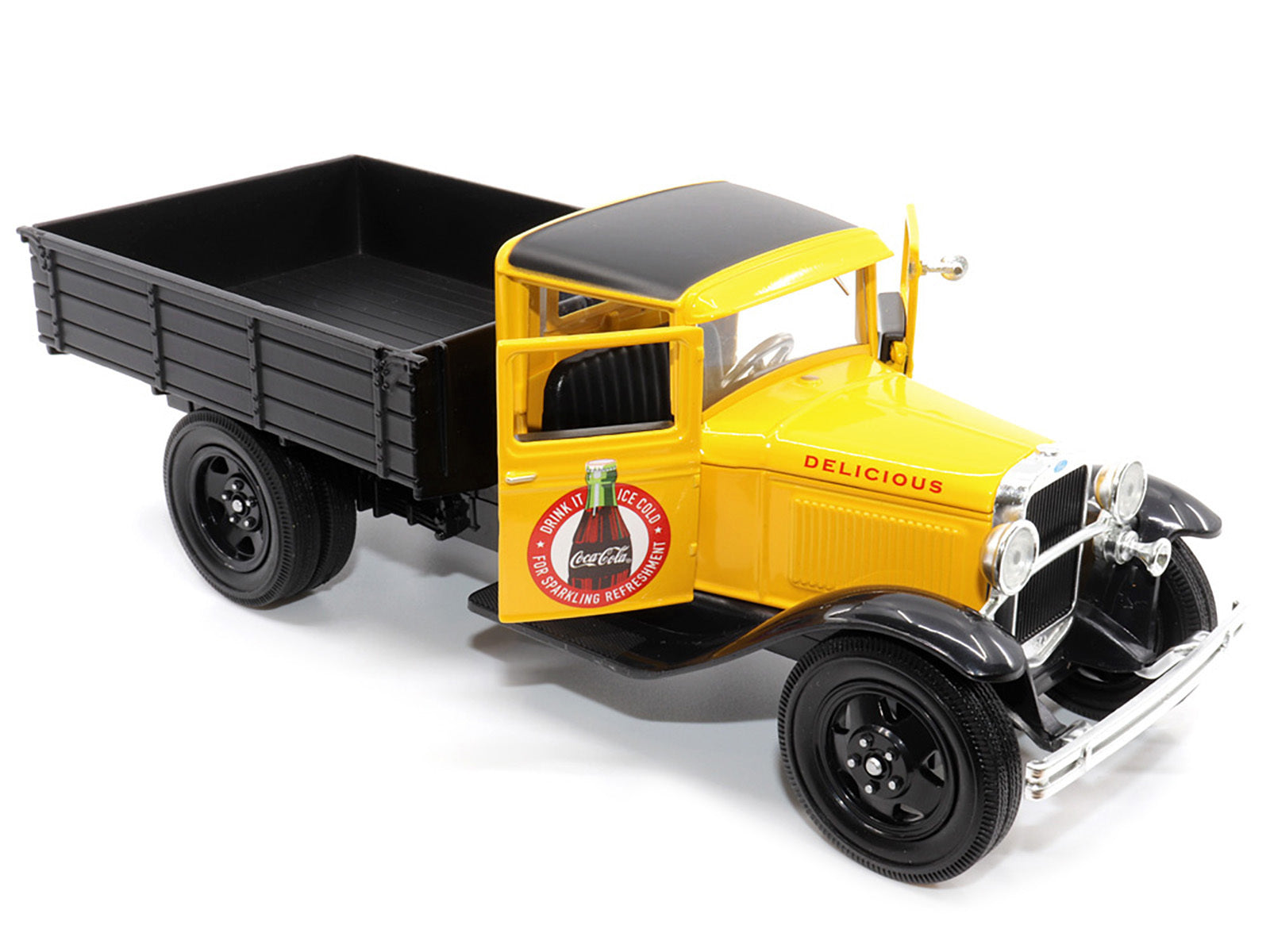 1931 Ford Model AA Pickup Truck Yellow and Black "Drink it Ice Cold for Sparkling Refreshment - Coca-Cola - Minihomy