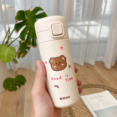 Square buckle bear bounce cover thermos cup