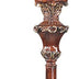 69" Brown Faux Wood Torchiere Floor Lamp With Brown Stained Glass Bell Shade - Minihomy