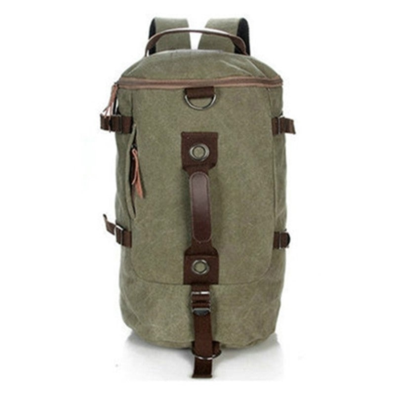 Large Capacity Travel Mountaineering Backpack Bags Canvas Bucket Shoulder Bag - Minihomy