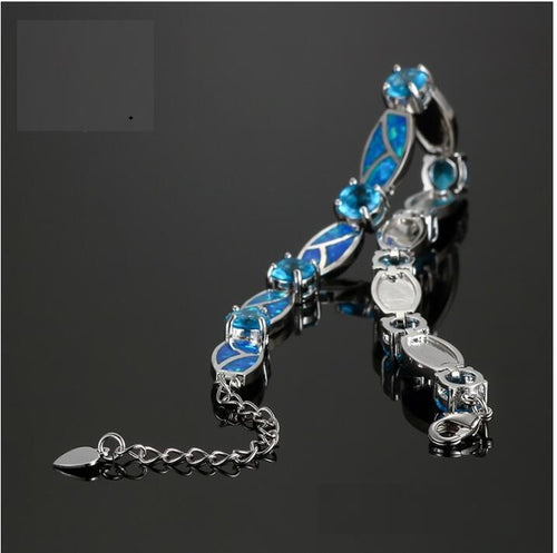 Copper Plated Silver Blue Opal  Bracelet