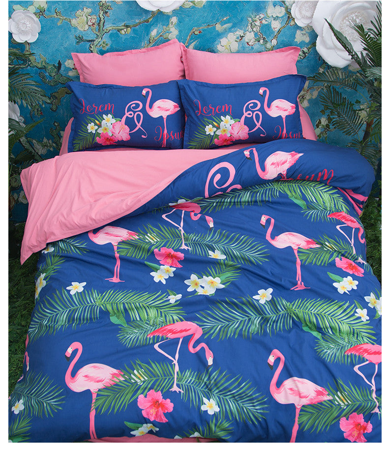 Flamingo printed quilt cover