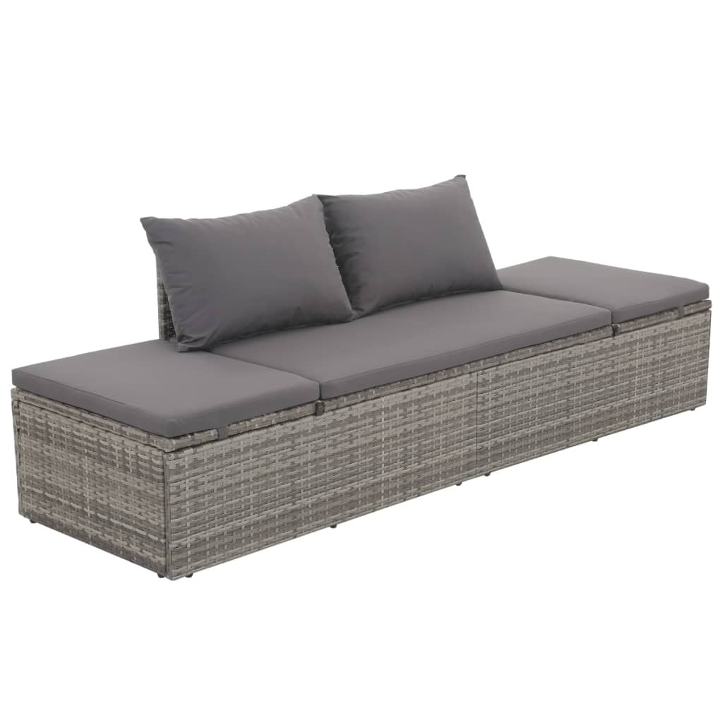 vidaXL Patio Bed Gray 76.8"x23.6" Poly Rattan